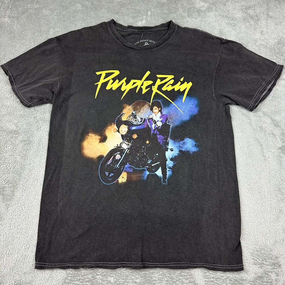 The Prince Estate Purple Rain T Shirt Womens XS‎ Black New Distressed Graphic - Picture 2 of 6